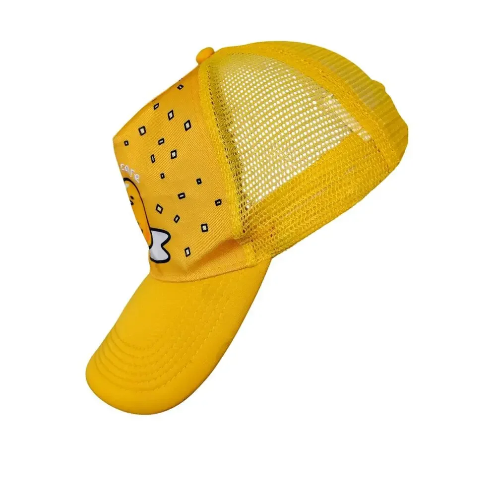 Sanrio Gudetama The Lazy Egg Yellow Graphic Trucker Hat Adjustable Mesh Back
